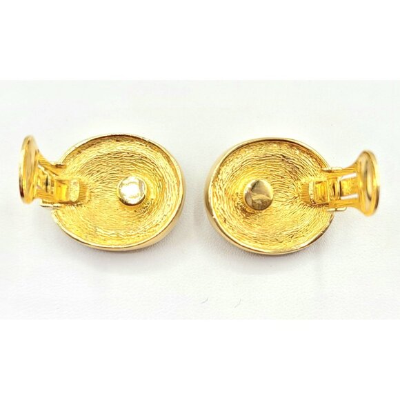 Christian Dior Goldtone Oval Pave Clip On Earrings - Picture 4 of 7